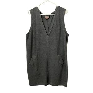 Charcoal Gray Sleeveless V-Neck Mini Dress - Unbranded
